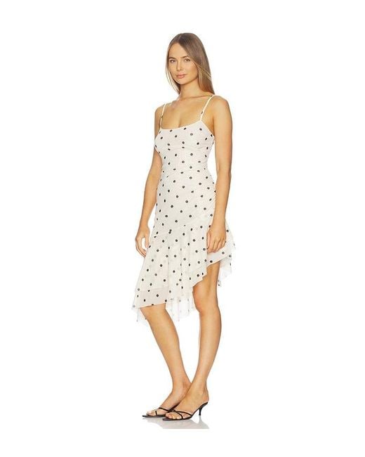 With Harper Lu White Asymmetrical Frill Midi Dress