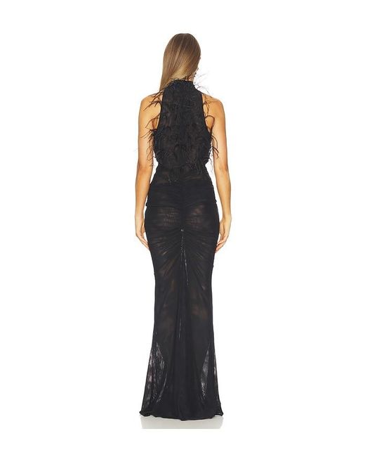 ROBE DE SOIRÉE FEATHER EMBROIDERY en Black LAPOINTE en coloris Blue