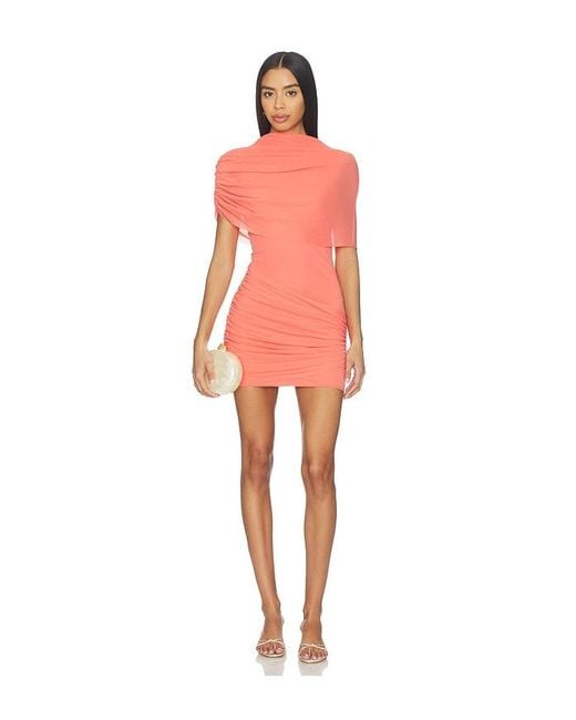 Line & Dot Red Soller Draped Mini Dress