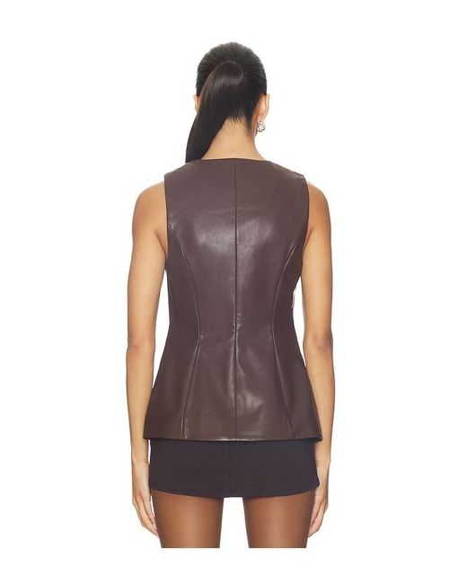 Lovers + Friends Brown Jordan Faux Leather Top