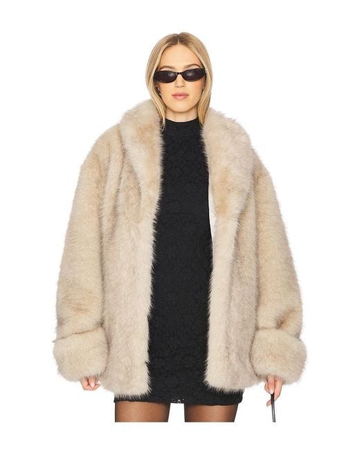 Lovers + Friends Natural Margot Faux Fur Coat