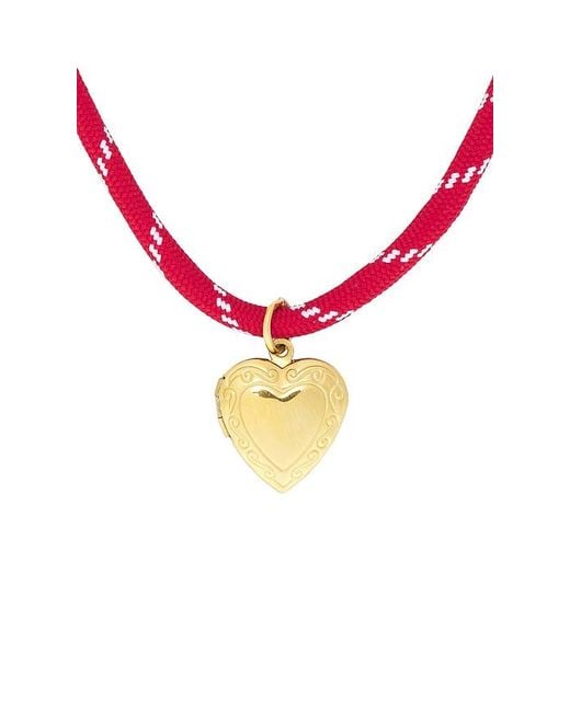 petit moments Red Locket Charm Paracord Necklace