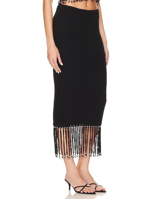 Lovers + Friends Black Bryony Fringe Skirt