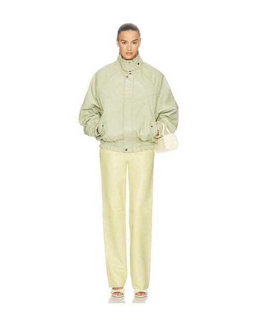 Helsa White The Oversized Leather Bomber