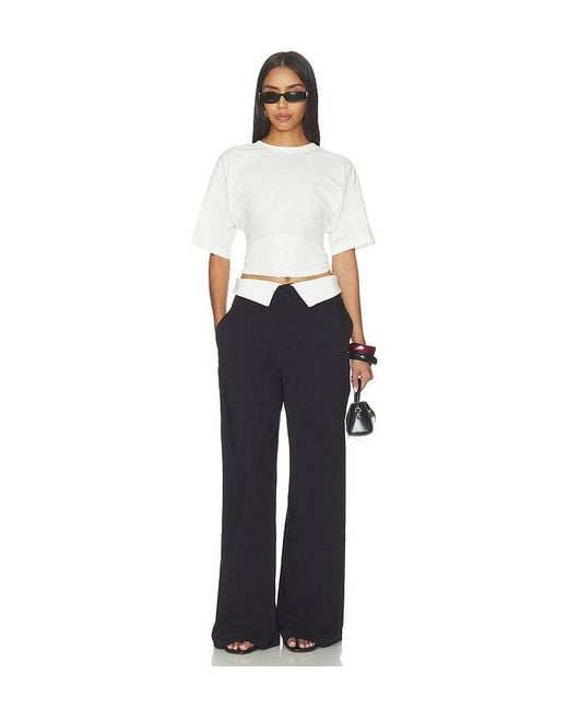 WeWoreWhat Blue Fold-Over Waist Trouser