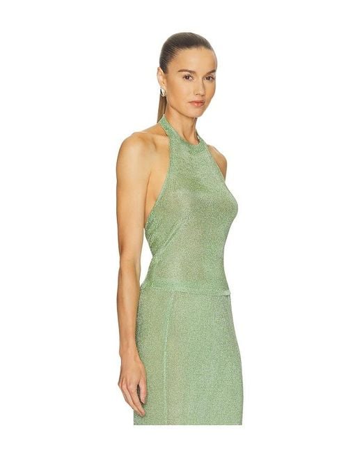 SER.O.YA Green Minnie Metallic Knit Halter Top