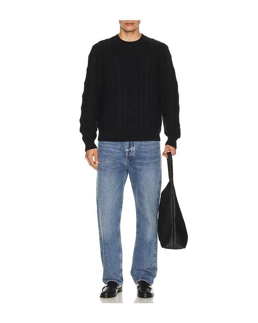 Asher Black Andre Cable Knit Sweater for men