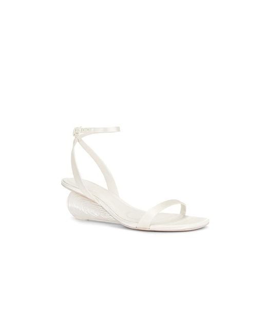 Jonathan Simkhai White Bridget Satin Oyster Shell Wedge Sandal