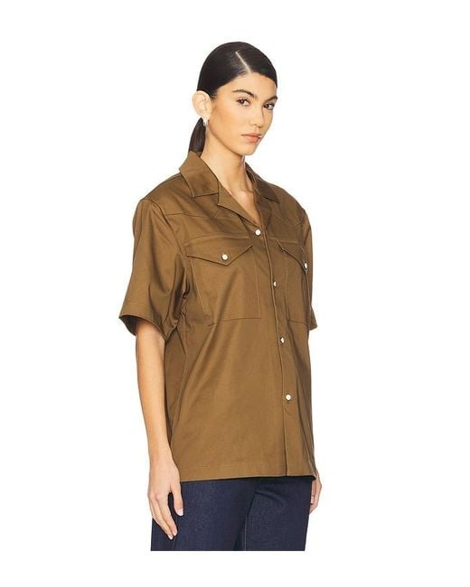 WAO Brown Satin Western Short Sleeve Shirt for men