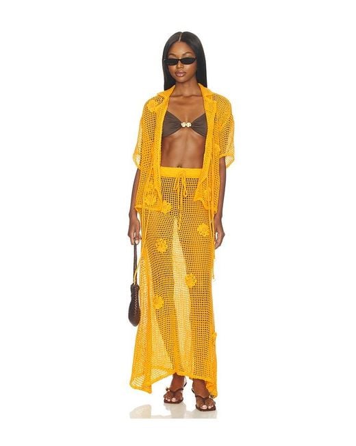 Maaji Yellow Golden Blossom Glacier Maxi Skirt