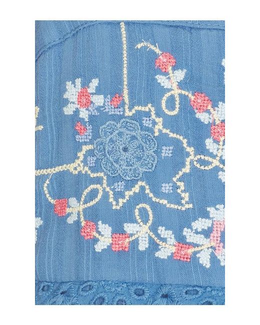 Free People Blue Farrah Embroidered Tunic