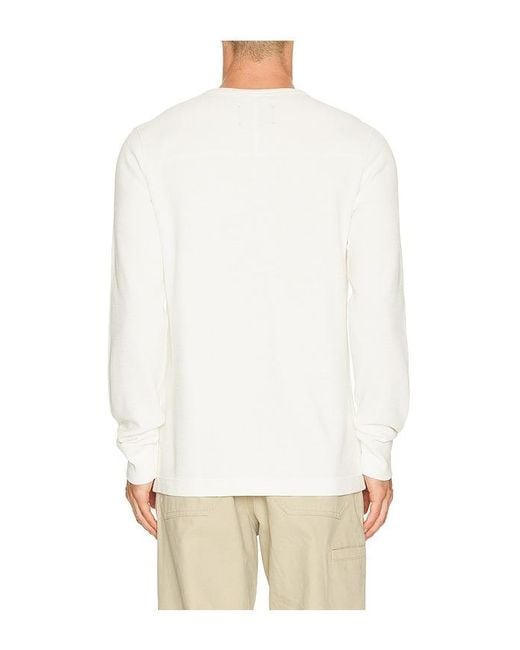 Reigning Champ White Lightweight Waffle Standard Henley for men