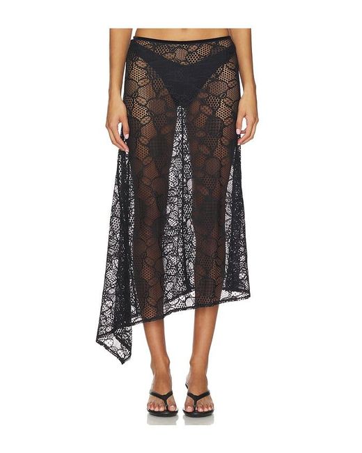 Lioness Black Fleur Midi Skirt