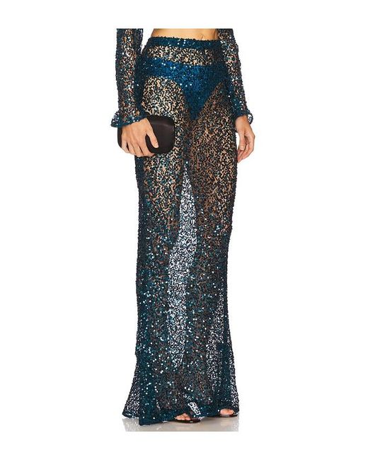 LAPOINTE Net Paillette Maxi Skirt Multicolor