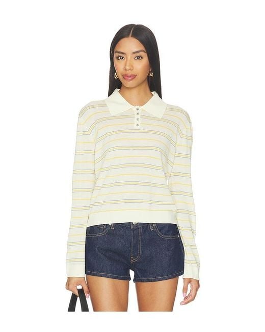 Leset White James Stripe Polo