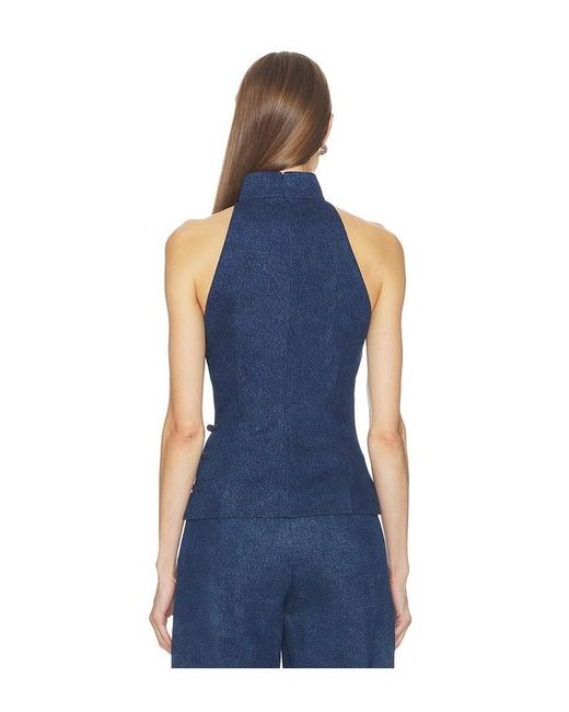 SAU LEE Blue Ezra Denim Top