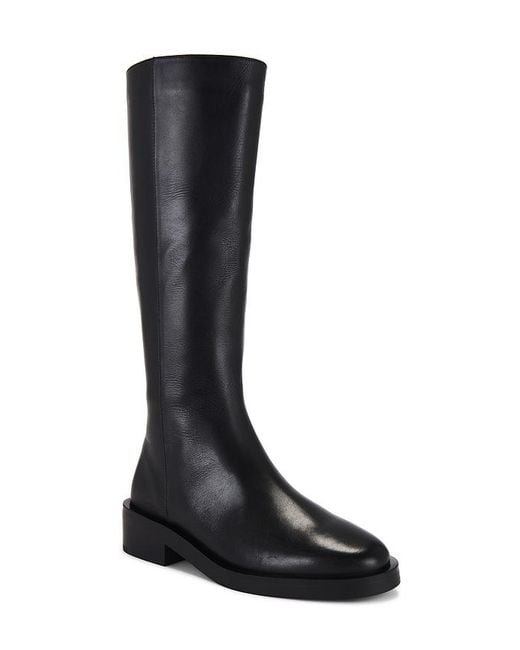 Tony Bianco Black Leather Almond-Toe Block-Heel Boots