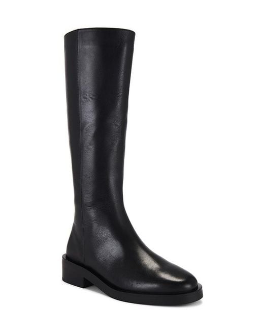 Tony Bianco Black Leather Almond-Toe Block-Heel Boots