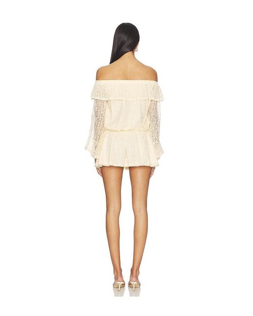 MORE TO COME Natural Libbie Off Shoulder Mini Dress