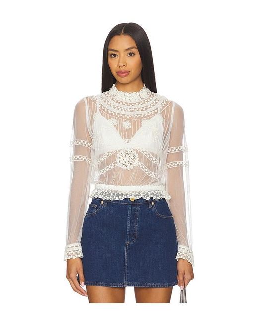 Free People Blue X Revolve Forever Romance Blouse