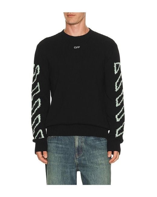 Off-White c/o Virgil Abloh Black Fuzzy Knit Crew Neck Sweater for men