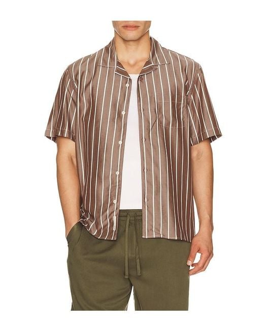 Onia Brown Tencel Convertible Vacation Shirt for men