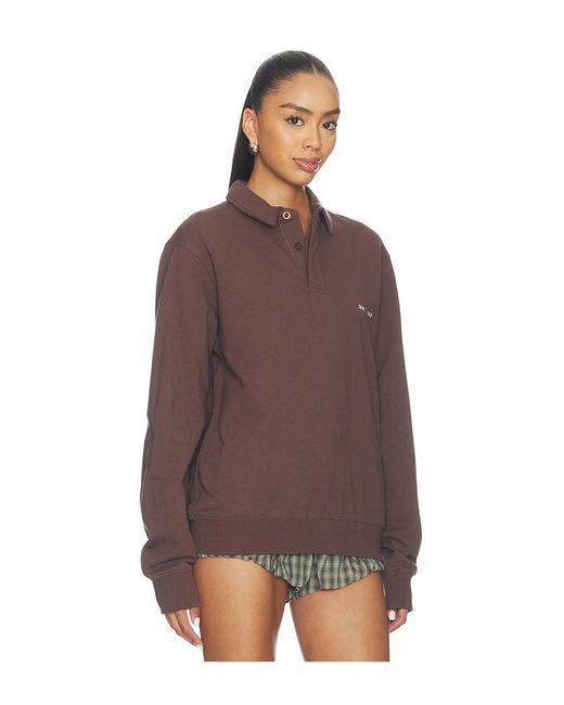 Quiet Golf Brown Monogram Washed Rugby Sweater
