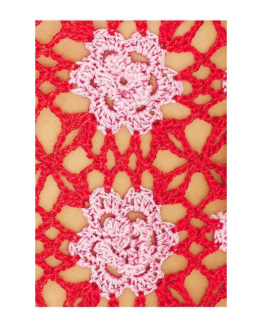 Frankie's Bikinis Red Julie Crochet Mini Dress