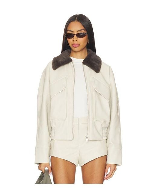 Madison The Label White X Revolve Chappell Jacket With Faux Fur Collar