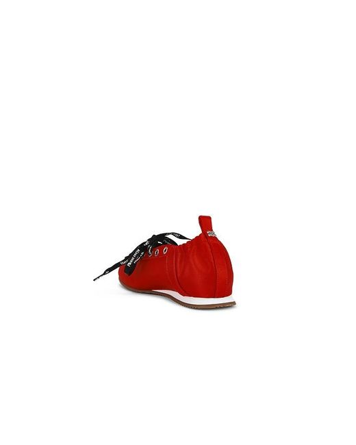 Ganni Red Lace Up Sporty Ballerina Sneaker