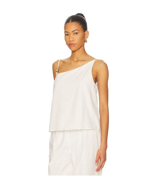 SNDY'S White Ismene One Shoulder Top