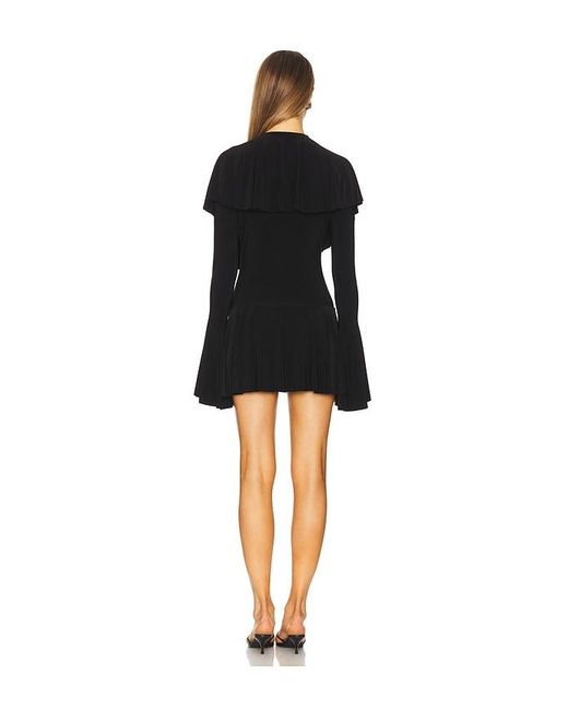 Norma Kamali Black Long Sleeve Deep V Ruffle Mini Dress