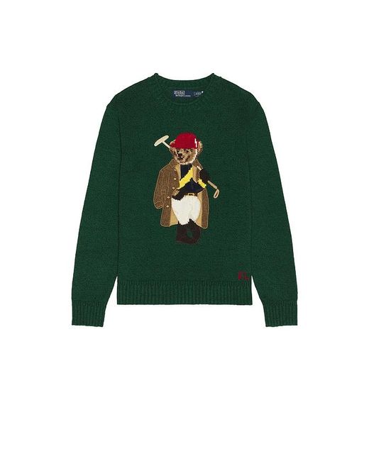 Polo Ralph Lauren Green Long Sleeve Cotton Linen Society Bear Rollneck Sweater for men