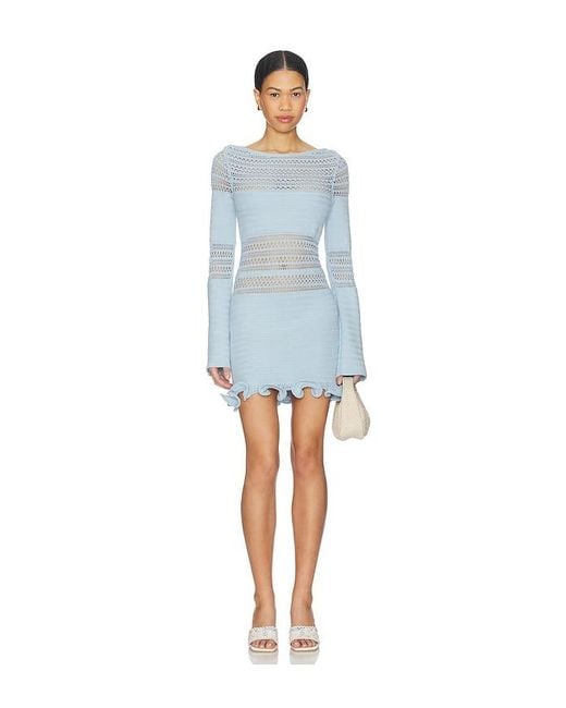 Lovers + Friends Blue Alina Pointelle Mini Dress