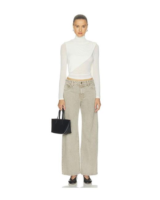 Enza Costa White Sheer Cashmere Jersey Bandana Turtleneck Top