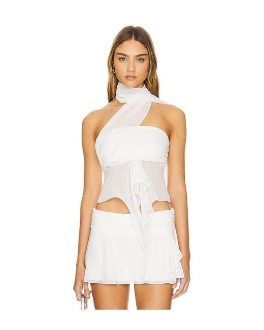 GUIZIO White Oberteil Chiffon Wrap Around