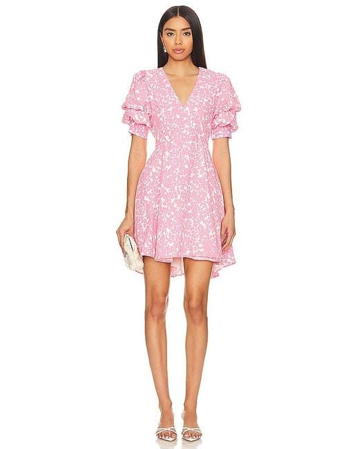 1.STATE Tiered Bubble Sleeve Dress In Pink. Size S.