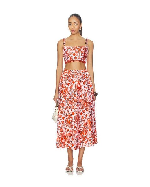 Peixoto Red Paula Midi Skirt