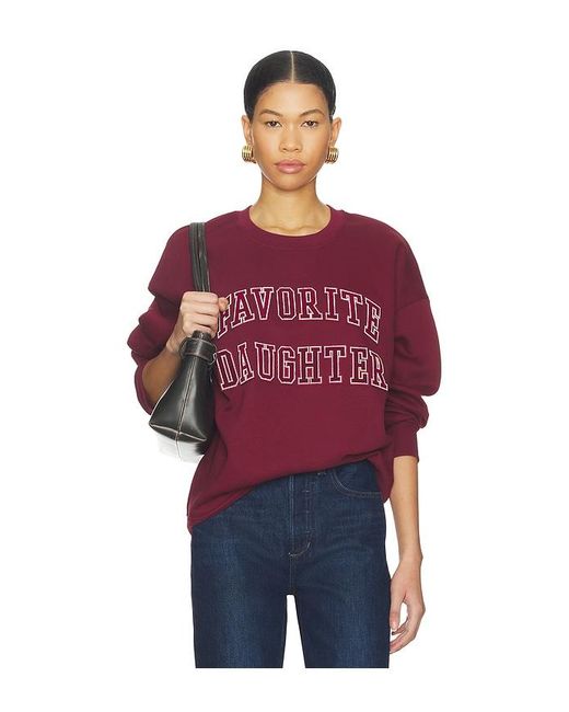 FAVORITE DAUGHTER Red The Collegiate Embroidery Sweatshirt