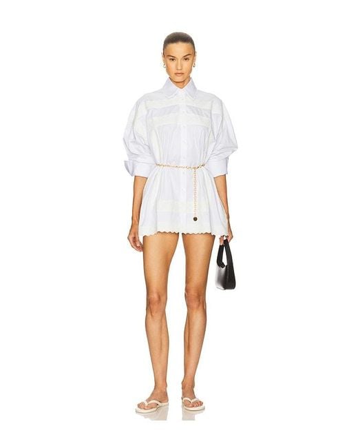 Helsa White The Summer Overshirt With Vintage Swiss Embroidery