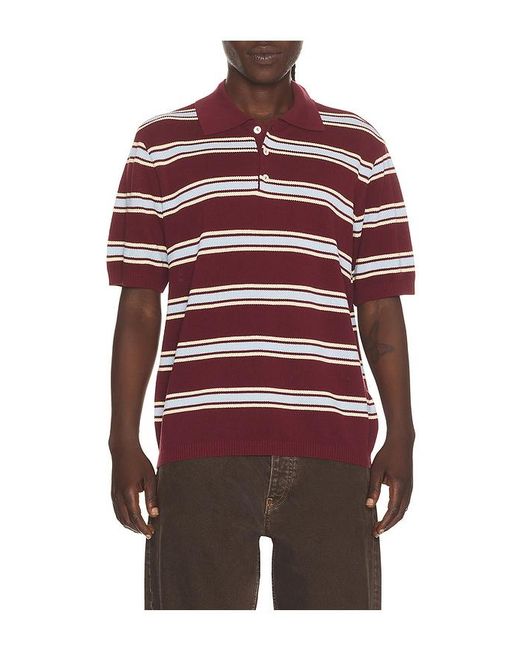 DUNST Red Multi Striped Polo for men