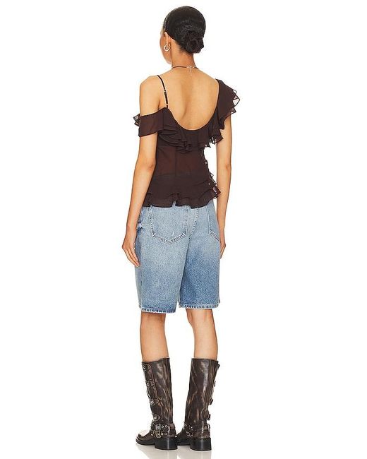 LPA Blue Jess Flounce Scarf Top