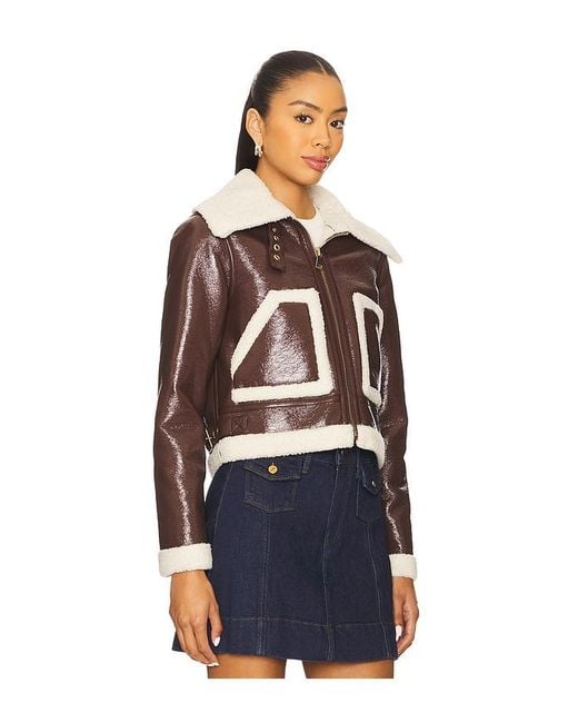 Alice + Olivia Blue Isaiah Faux Shearling Aviator Jacket