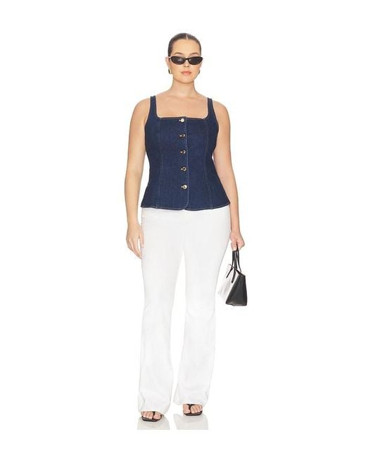 GOOD AMERICAN Blue Sleeveless Button Front Denim Top