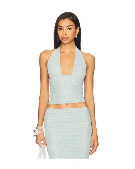 SER.O.YA White Neckholder-Top Mit Mesh-Partie Bimini