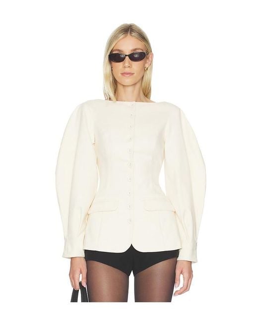WeWoreWhat White Cocoon Sleeve Peplum Blazer