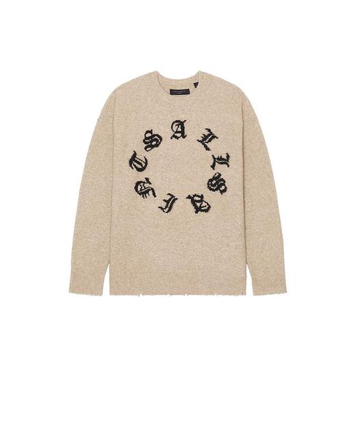AllSaints Natural Scripture Crewneck Sweater for men