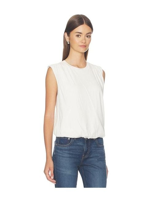 Bobi White Sleeveless Bubble Hem Tee