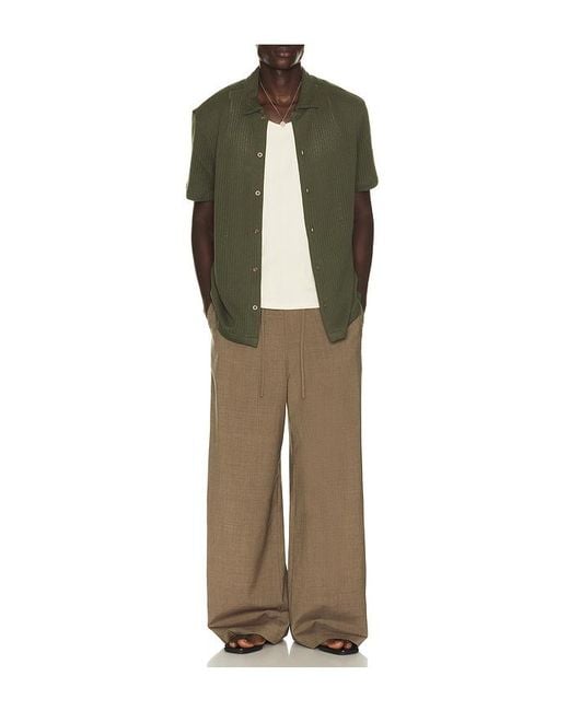 Vince Green Pointelle Short Sleeve Button Down Shirt for men
