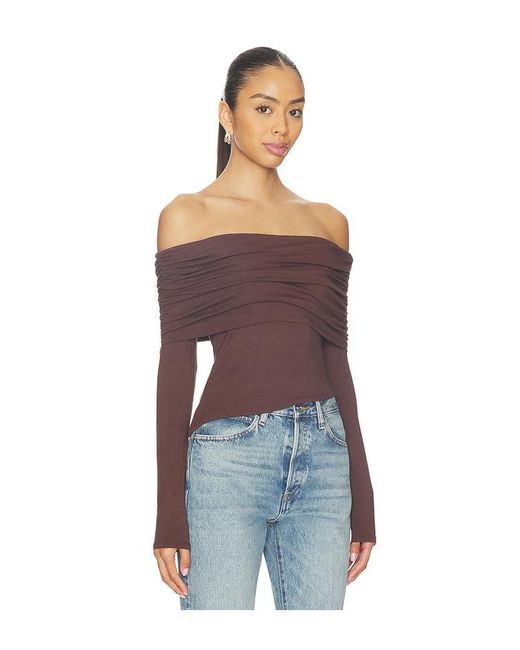 MORE TO COME Blue Andrea Off Shoulder Top